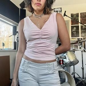 Y2k pink suede tank